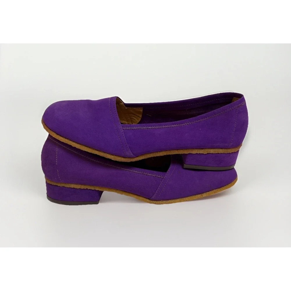 Vintage Cobbies Made In Italy Purple Nabuk Womens Wedges Size 5 Open Box